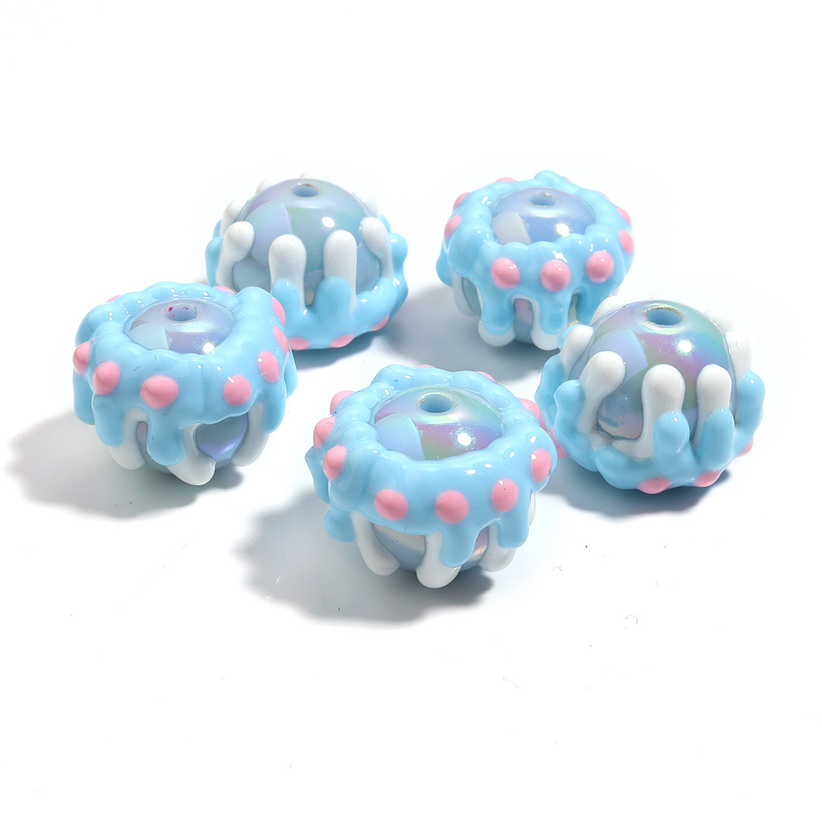 블루 컬러 도금 비즈