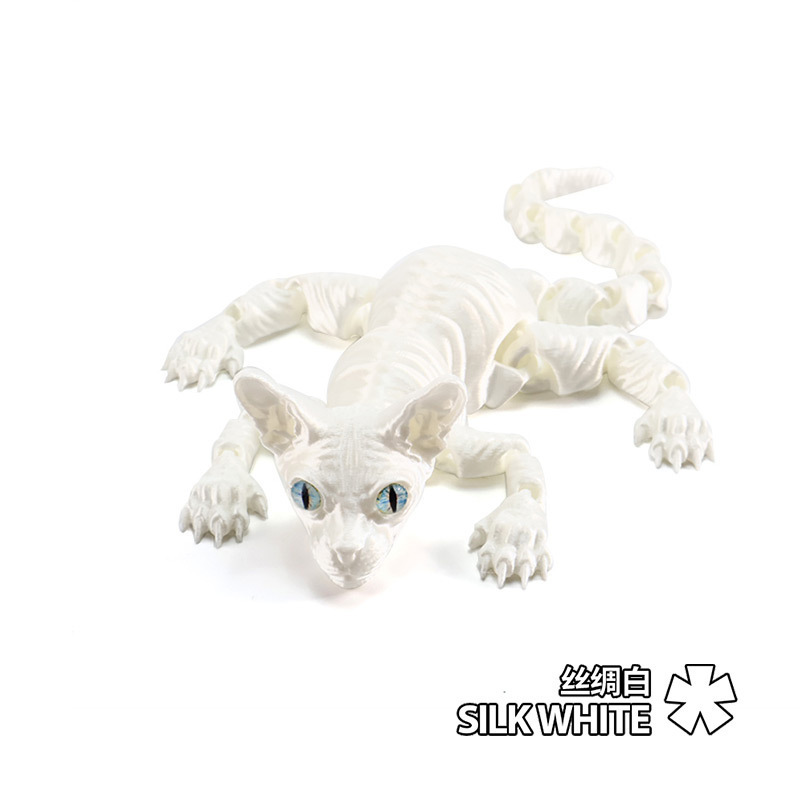 热销新款无毛猫关节可活动3D打印龙摆件手办套装3D打印无毛猫摆件|undefined