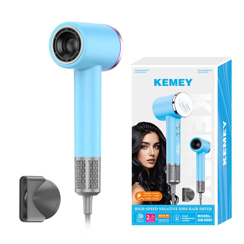 Kemei transfronterizo secador de cabello de alta velocidad doméstico de protección de iones negativos secador de cabello eléctrico de alta potencia secador de cabello de temperatura constante