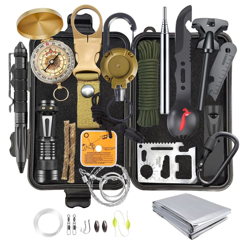 Outdoor Survival Equipment Tool Box 16-in-1 Camping Set Multi-Functional Wilderness Survival Sos Emergency Equipment Outdoor Survival Equipment Tool Box 16-in-1 Camping Set Multi-Functional Wilderness Survival Sos Emergency Equipment