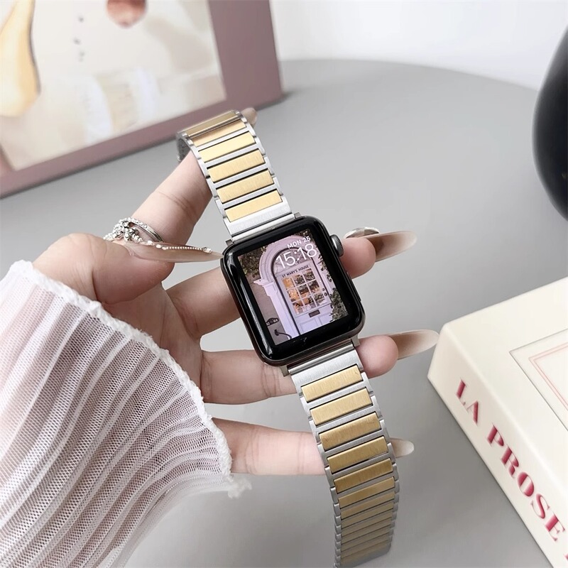 アップルiwatchS10華為GT45米89pro工字ダブル磁気吸引ステンレス知能腕時計バンドを適用する|undefined