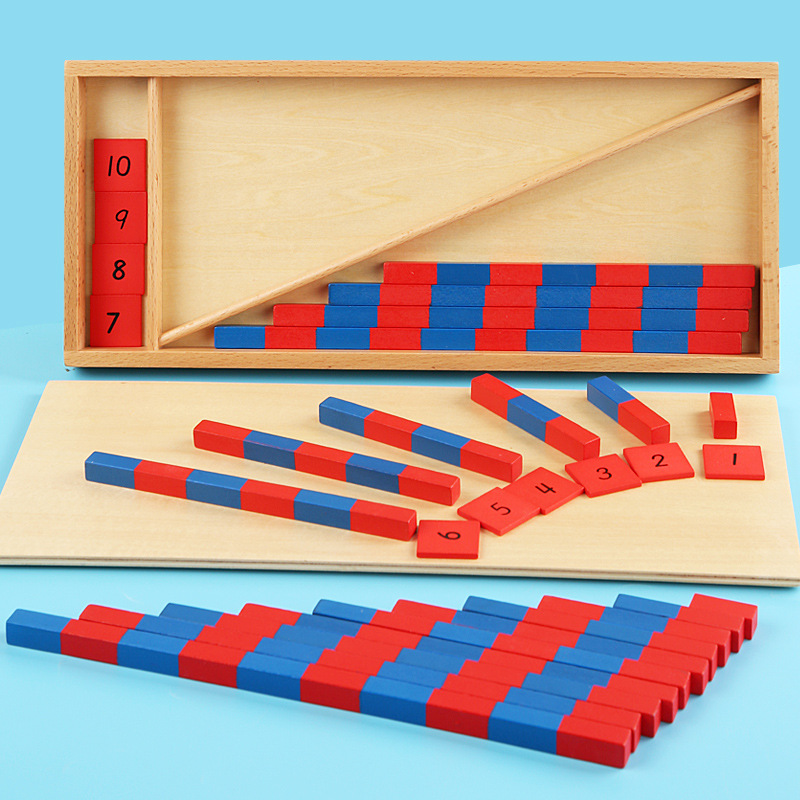 Montessori Kindergarten Math Teaching Ads Product Red and Blue Number Stick Monte Montessori Children's Large Enlightenment Early Education Toys