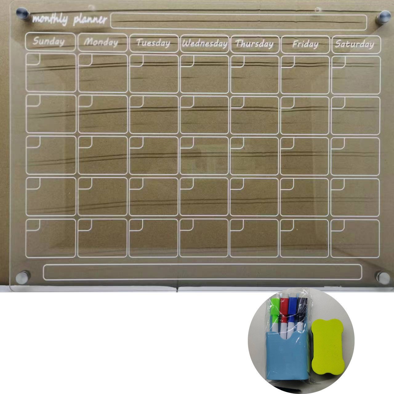 Aitee acrílico magnético seco borrar tablero calendario adecuado para refrigerador transparente seco borrar calendario adecuado para refrigerador image 15