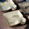 Japanese -style hand -painted ceramic dumplings plate with vinegar plate square dumpling plate home net red sushi snacks snacks and potato board plates