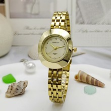 金色跨境新款女士手表女表小众批发钢带女中古风学生高级感石英表