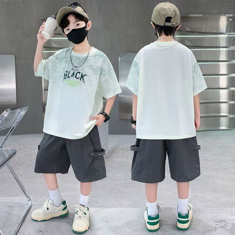 Boys' Summer Outfit 2026 New Style for Older Children, Stylish Boys' Short-Sleeve and Shorts Two-Piece Set, Summer Trendy Outfit Boys' Summer Outfit 2026 New Style for Older Children, Stylish Boys' Short-Sleeve and Shorts Two-Piece Set, Summer Trendy Outfit