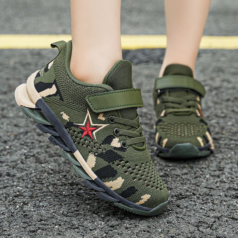 Children's Camouflage Shoes, Summer Mesh Breathable Sports Shoes, Special Shoes for Primary and Secondary School Students, Summer Camps, Military Training, Running Shoes