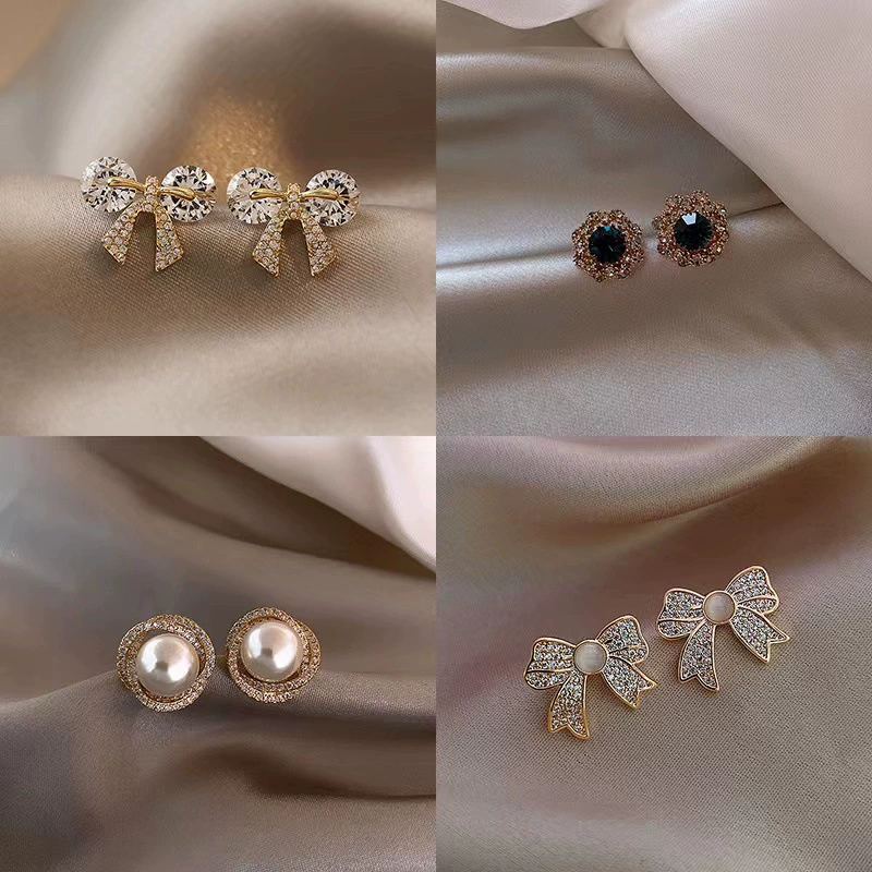 Серебряная игла, модные универсальные милые серьги из жемчуга, образец серебра 925, простой и элегантный дизайн, цветочные