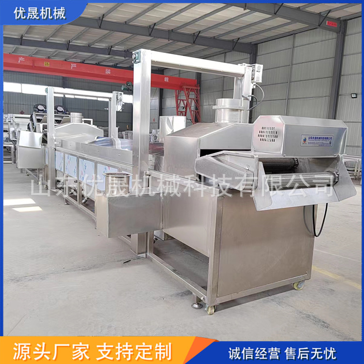 连续式江米条油炸线 自动刮渣油炸流水线 苦荞片油炸生产线