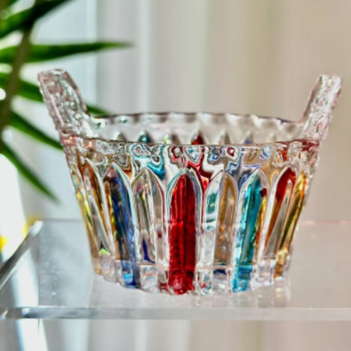 Light Luxury Relief Painted One Bucket Of江山 Glass Jewelry Box Hand-Painted