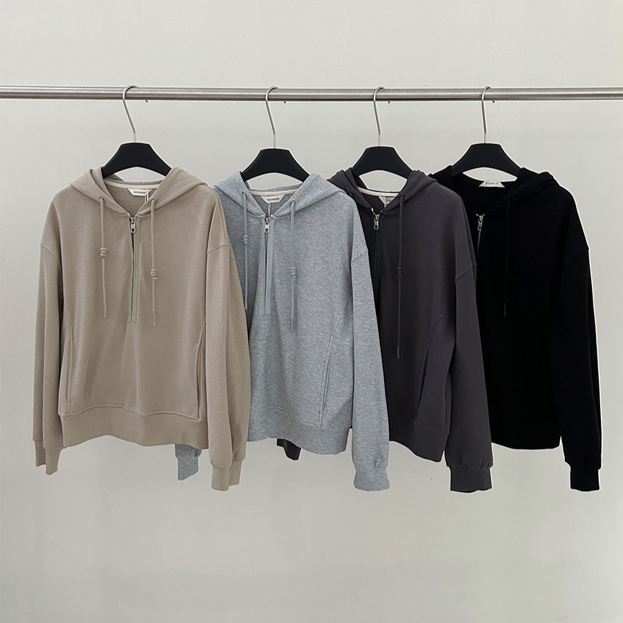 6UP 한국 스타일 가을과 겨울 후드 미니멀리스트 지퍼 땀 여성 광저우 13 라인 새로운 레트로 게으른 스타일 INS90022