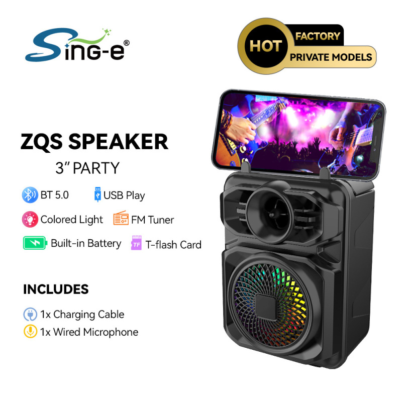 SING-E ZQS-1361 3inch ミニ Bluetooth 小型スピーカー携帯電話ホルダー屋内および屋外 Bluetooth スピーカー|undefined