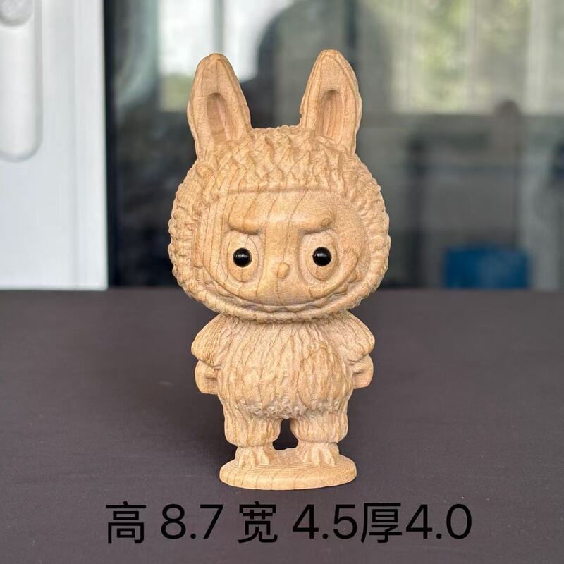 ラブブピーチウッド彫刻工芸品クリエイティブ木製装飾品ハンドピースかわいい子供のおもちゃホームオフィスハンギング|undefined