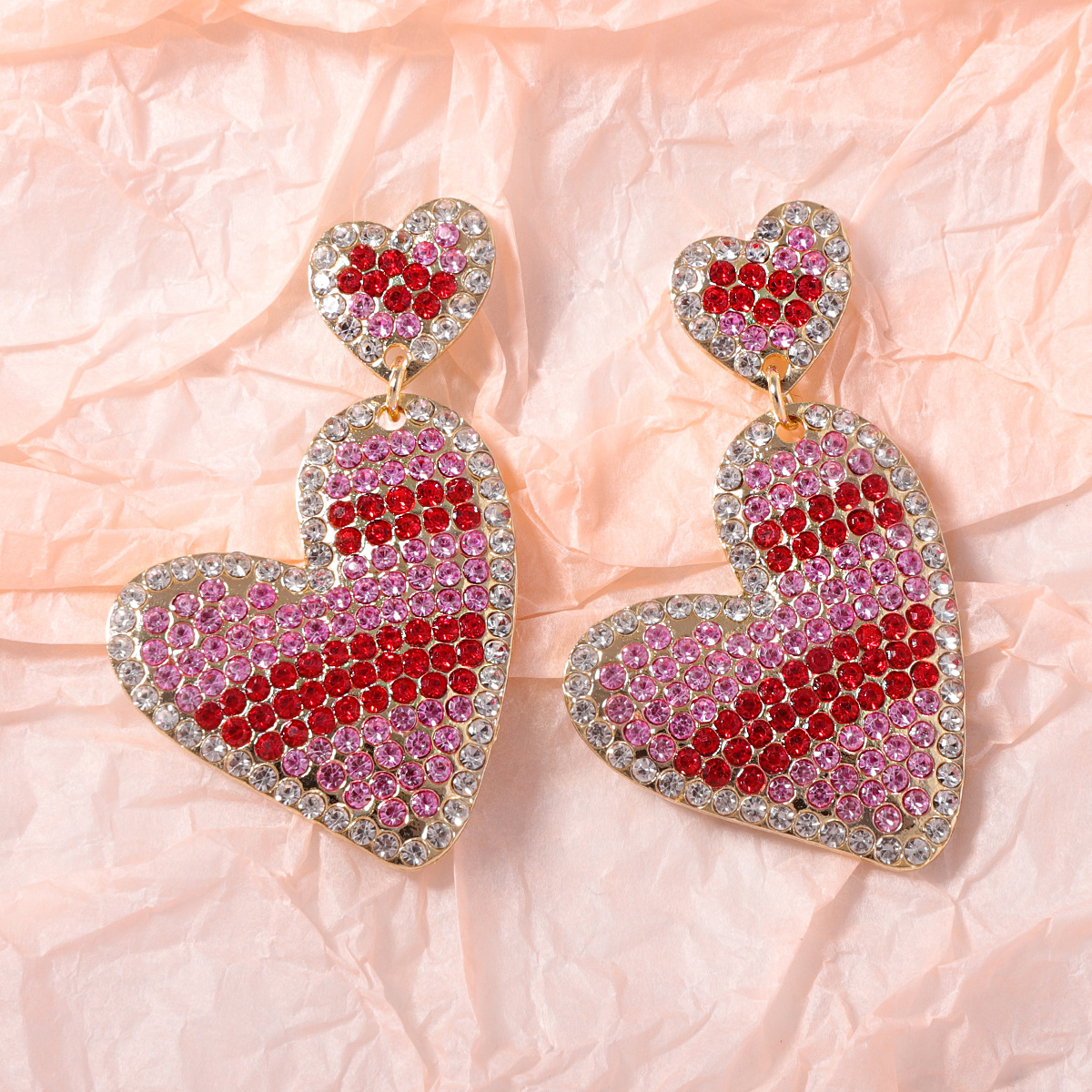 Heart Shape Pattern 1 Pair Lady Heart Shape Zinc Alloy Zircon Drop Earrings
