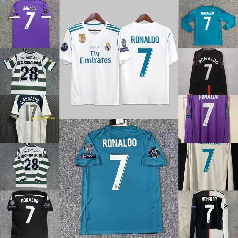 1718 Real Madrid Retro Home Jersey Retro Short-Sleeved High-Quality Portugal Barcelona Football Uniform World Cup Cross-Border 1718 Real Madrid Retro Home Jersey Retro Short-Sleeved High-Quality Portugal Barcelona Football Uniform World Cup Cross-Border