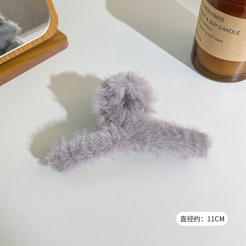 Otoño y invierno curry clip de agarre de cabeza grande clip de cabello tocado clip de tiburón 2025 nuevo peludo de gama alta agarre de cabello