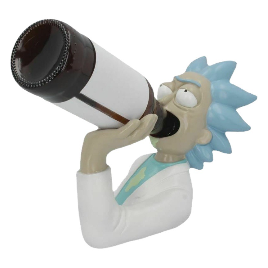 Rick y Morty de dibujos animados titular de vino tinto bandeja de vino titular de tejido higiénico toalla rack gancho anime adornos