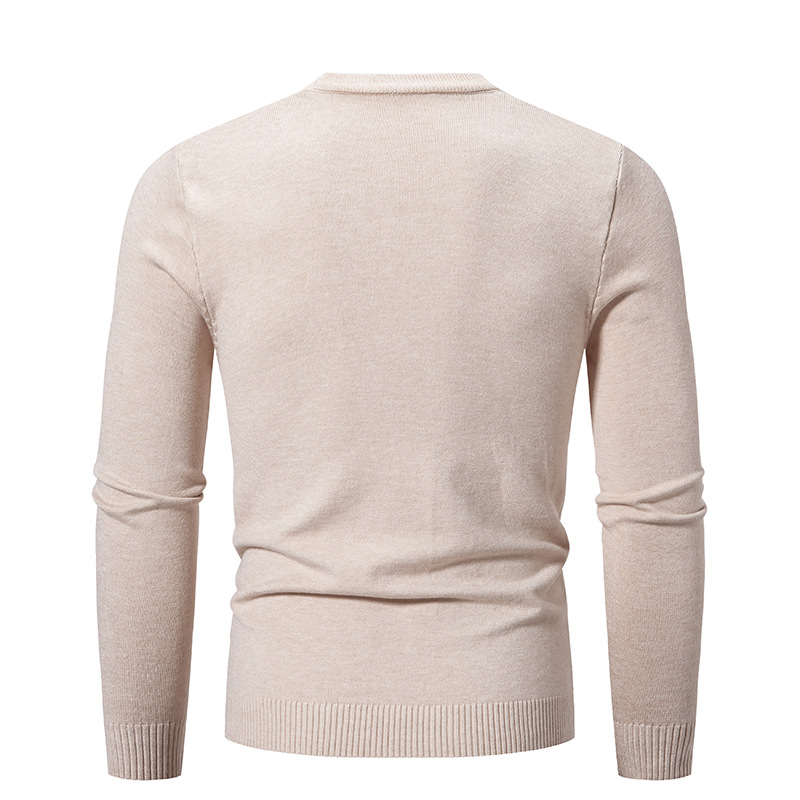 Men's Clothing Retro Minimalist Solid Color Classic Solid Color Crewneck Sweater For Men - Versatile Knit Pullover Top For Casual Wear & Layering_voghion.com