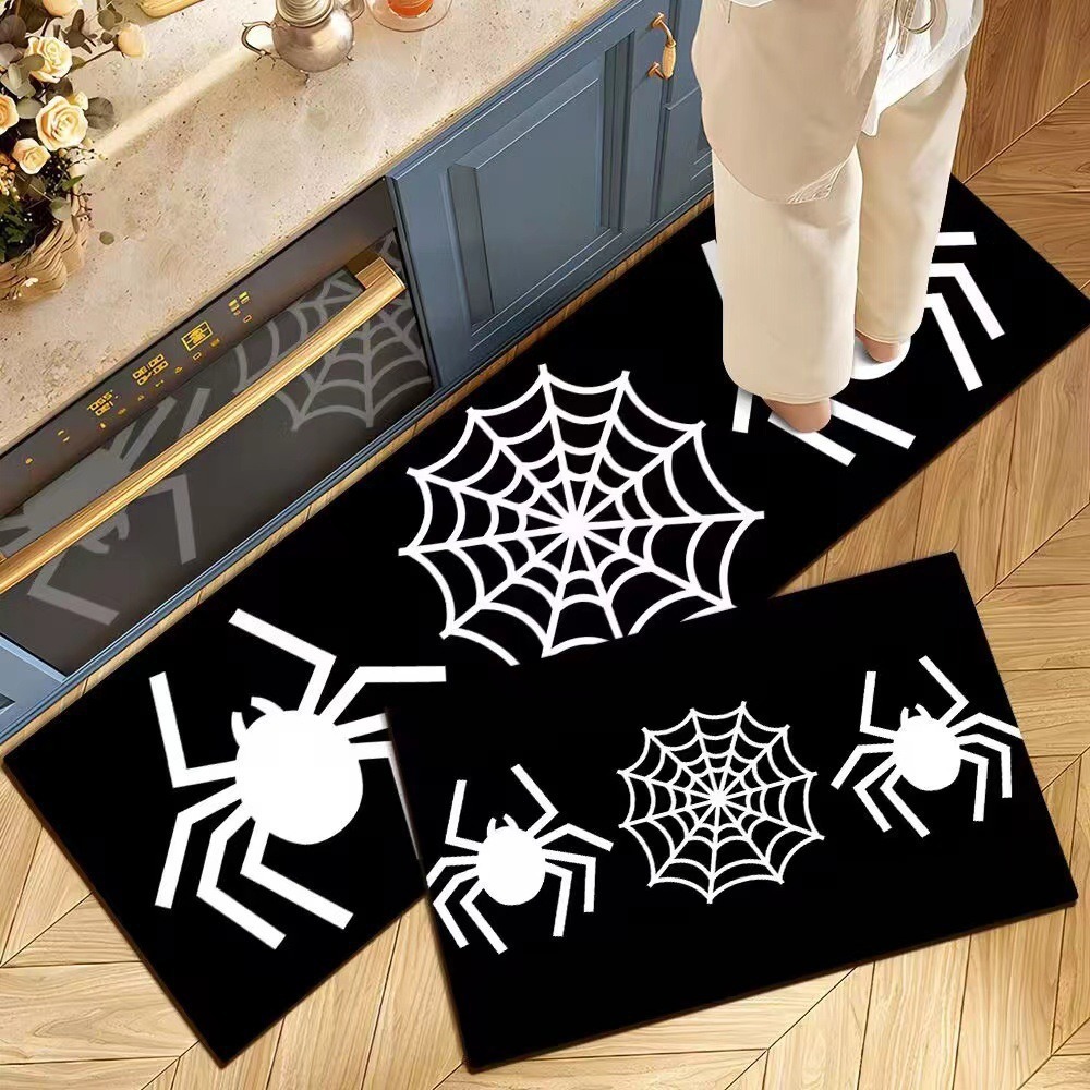Decoración de Halloween cocina alfombra de suelo americana resistente a la suciedad fácil de cuidar alfombra de suelo de dos piezas en la puerta alfombra de cristal