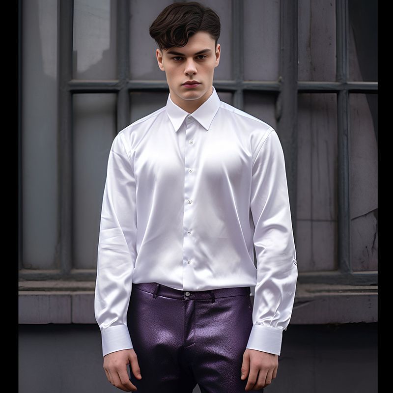 Men's Solid Color Blouse Men's Clothing display picture 7