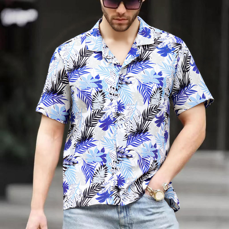 2025 Summer Cross-Border Amazon 3D Versatile Fashion Men's Casual Breathable Comfortable Printed European and American Style Shirts and Others