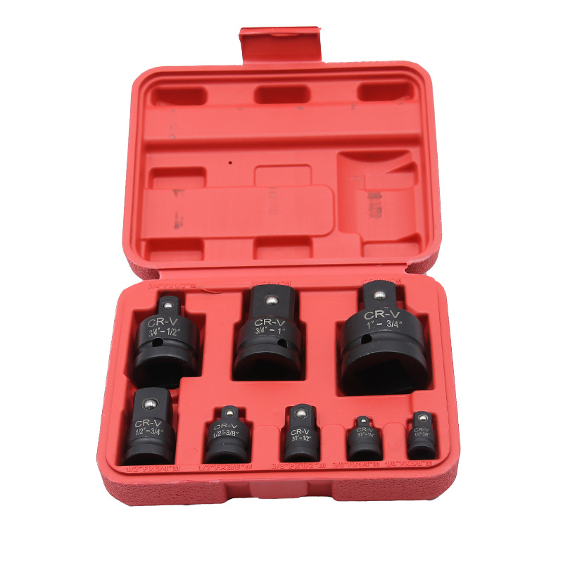 厂家直销新品8件套 盒装黑色气动套筒转换接头带钢珠