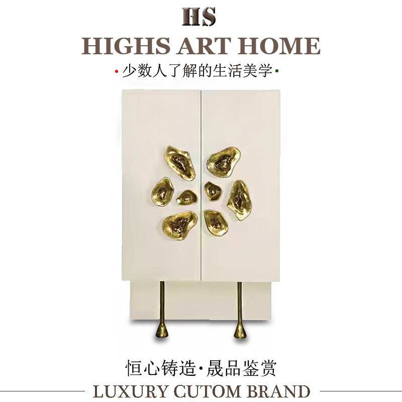 Highs Art Art Accessible Luxury High-End Solid Wood Wall Wine Cabinet House Mansion Home Designer Sideboard