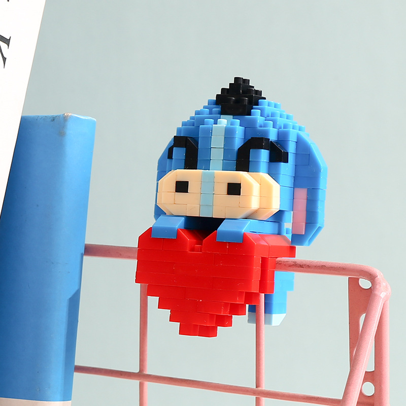 Compatible con LEGO gigante Panda flor azul lindo muñeca de dibujos animados montado bloques construcción juguete para niños puesto caja ciega al por mayor