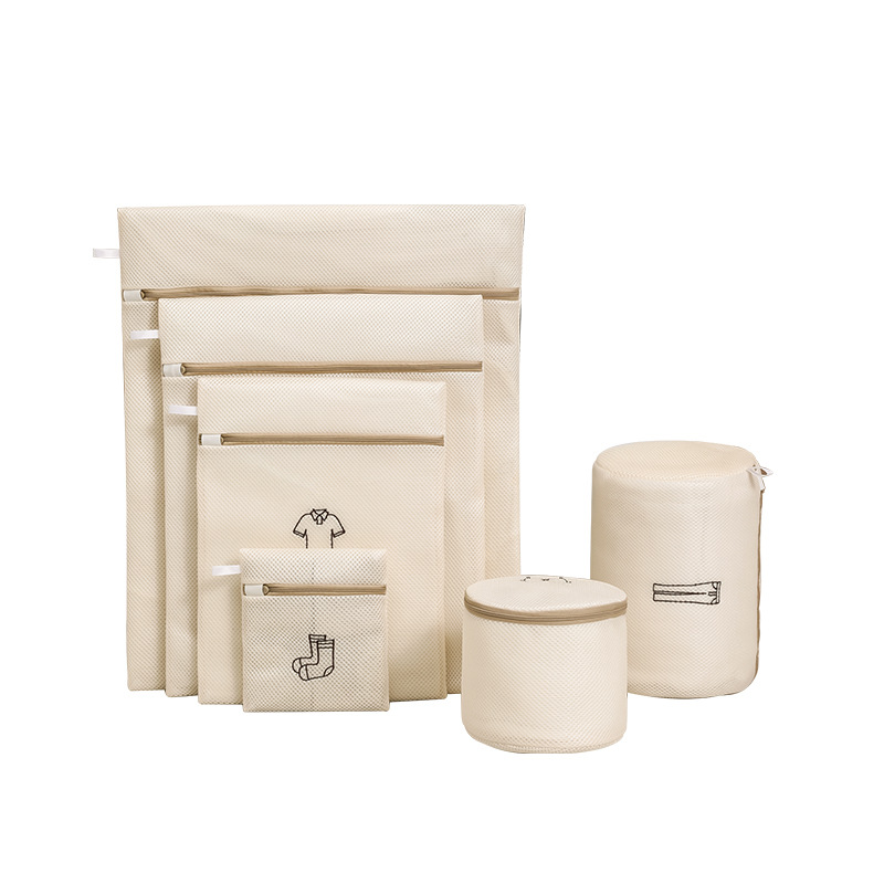 Bolsa de lavandería de bordado sándwich Juego de bolsa de lavado de ropa de doble capa gruesa Bolsa de red de lavado especial anti-deformación para lavado a máquina