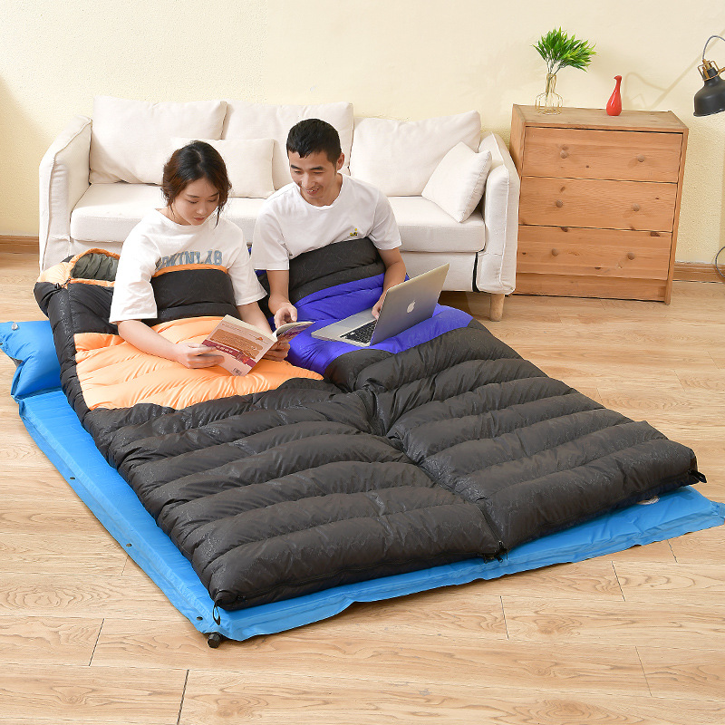 Abajo saco de dormir adulto acampar al aire libre adulto Otoño e Invierno engrosada a prueba de frío Four Seasons universal abajo algodón almuerzo Oficina