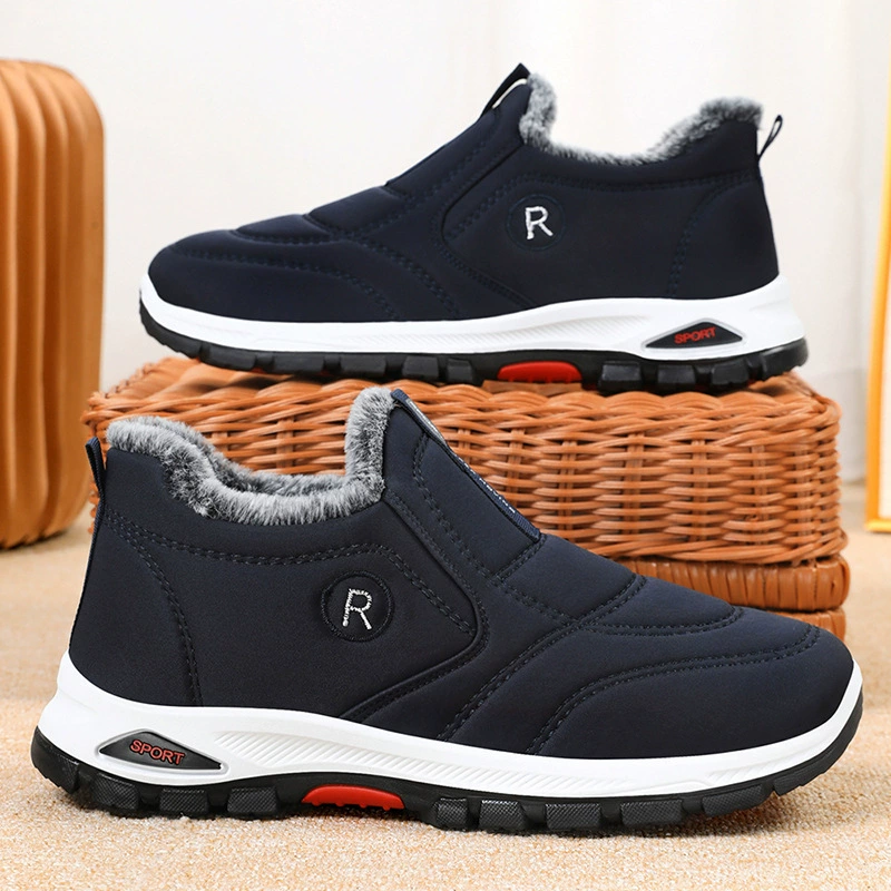 Мужские зимние новые хлопчатобумажные туфли с бархатом и утолщением для тепла пожилых людей, парные однополые старые пекинские хлопчатобумажные сапоги оптом