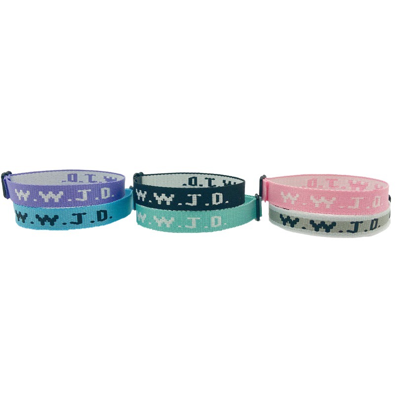 WWJD carta jacquard pulsera unisex deportes pulsera ajustable