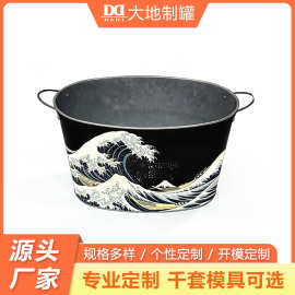 四色印刷酒吧KTV7.5升镀锡马口铁冰桶 马口铁香槟红酒金属冰桶