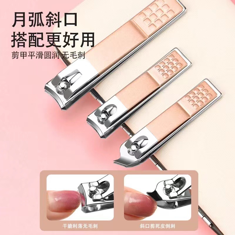 Set de manicura dorado rosa 18 piezas de acero inoxidable, cortaúñas y herramientas completas para cuidado personal