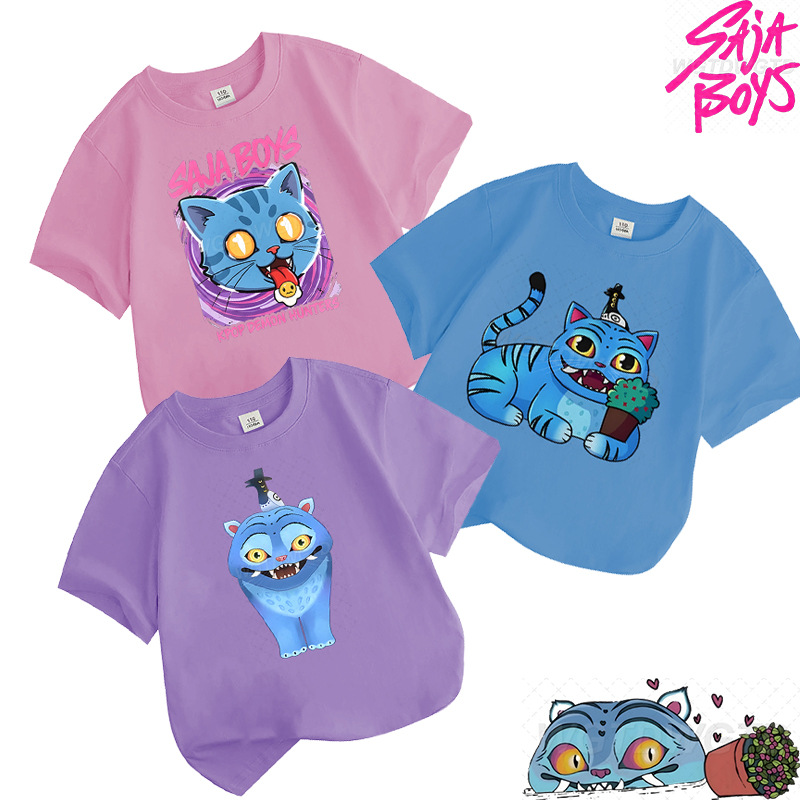 KPop卡通动漫周边个性印花儿童短袖跨境夏季宽松圆领T恤