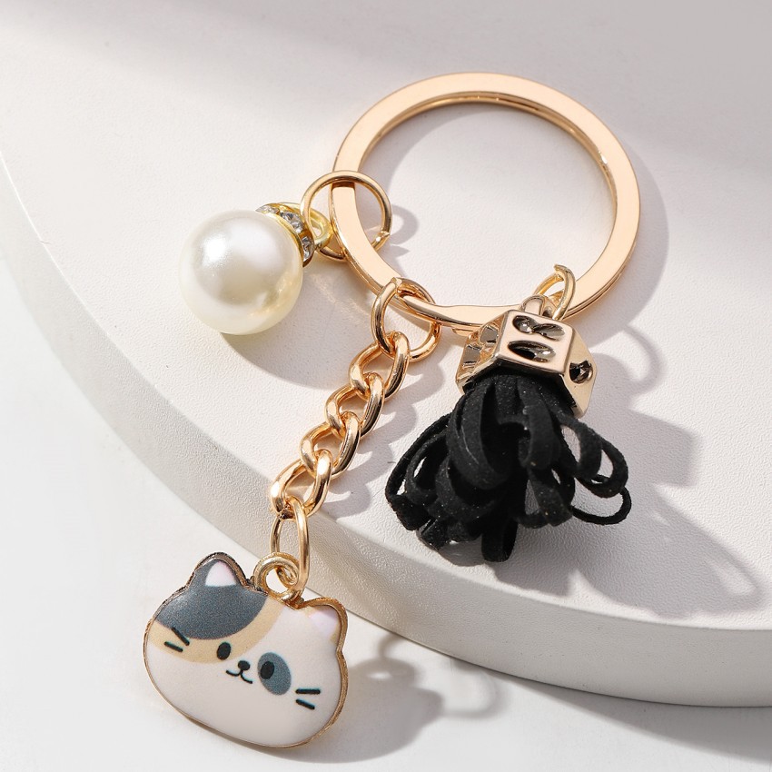 Cat Pattern Cute Cat Pu Leather Alloy Women's Bag Pendant Keychain