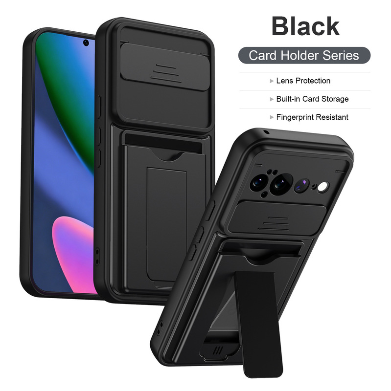 Suitable for Google Pixel 11Pro XL Card Holder Stand Phone Case 10 Sliding Cover Push Window Lens Anti-Fall Protective Case Suitable for Google Pixel 11Pro XL Card Holder Stand Phone Case 10 Sliding Cover Push Window Lens Anti-Fall Protective Case
