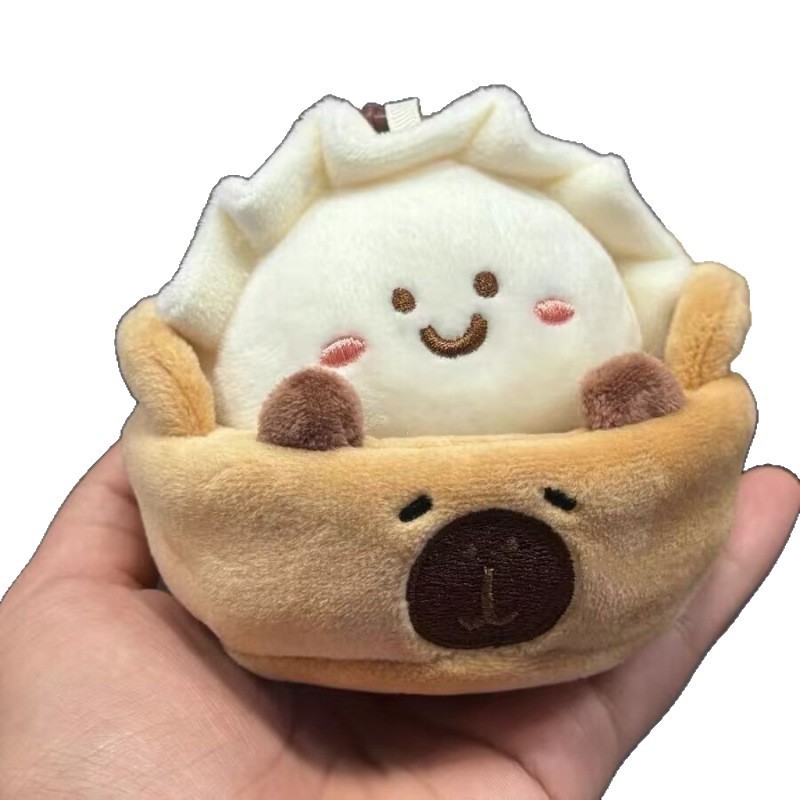 新款可爱卡皮巴拉饺子毛绒挂件ins豆豆眼玩偶挂饰小众背包钥匙扣|undefined