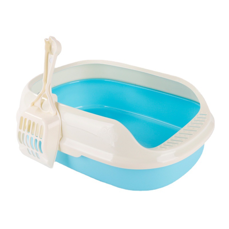 Caja de arena para gatos semi-cerrada gato inodoro anti-salpicaduras tamaño pequeño caja de arena para gatos gratis pala de arena para gatos suministros de limpieza para gatos al por mayor