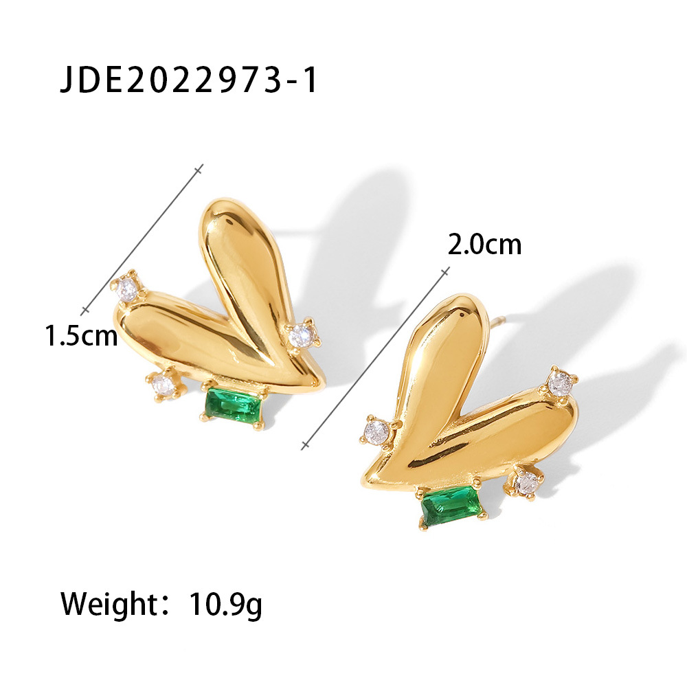 Fashion Heart Shape Stainless Steel Ear Studs Plating Zircon Stainless Steel Earrings