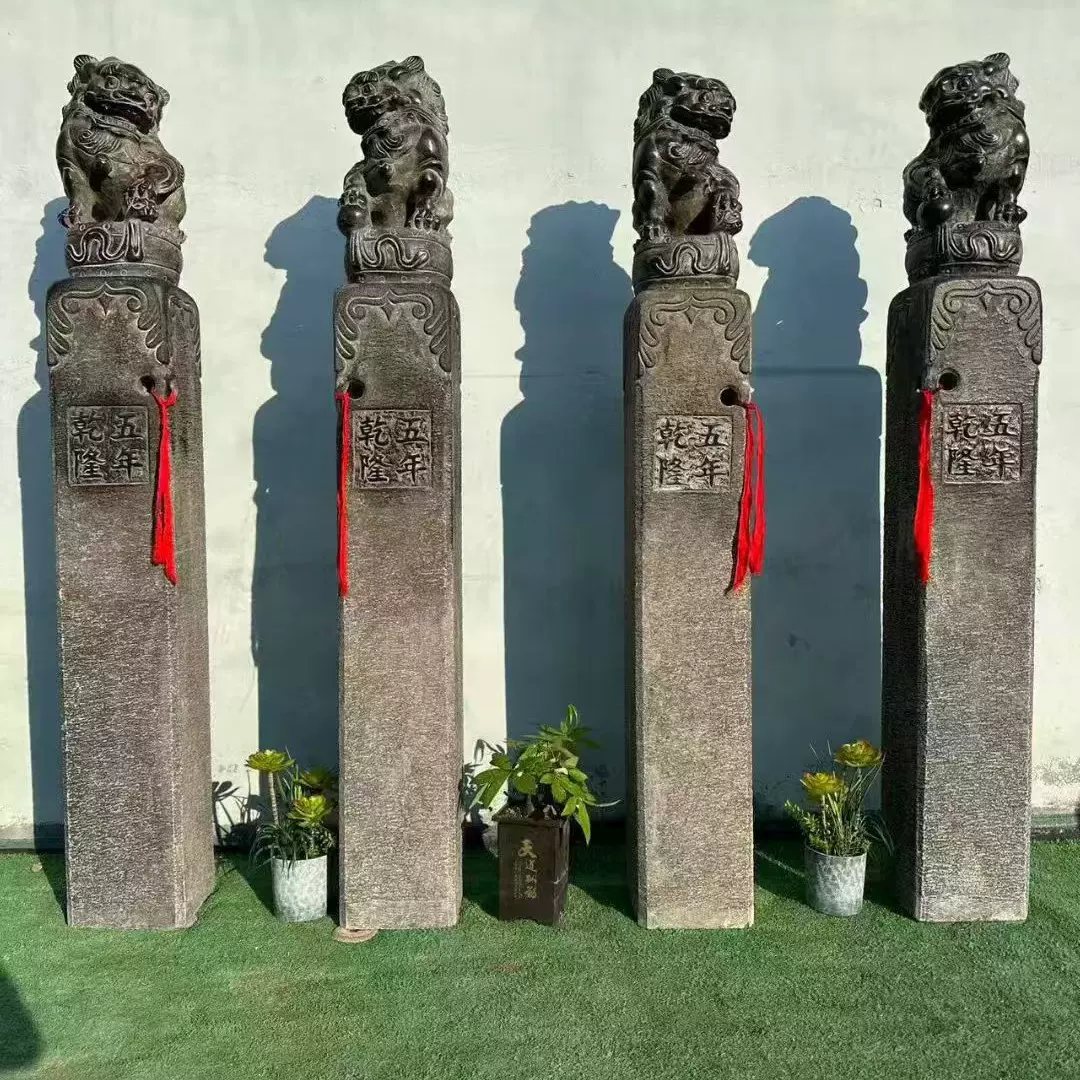 拴马柱石雕仿古青石拴马石柱做旧石狮子园林酒店小区别墅雕塑摆件