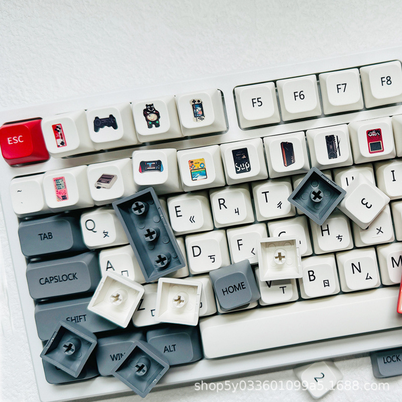 XDA Retro Ağ-Qırmızı PBT Keycap Dəsti - Mexaniki Klaviatura Üçün