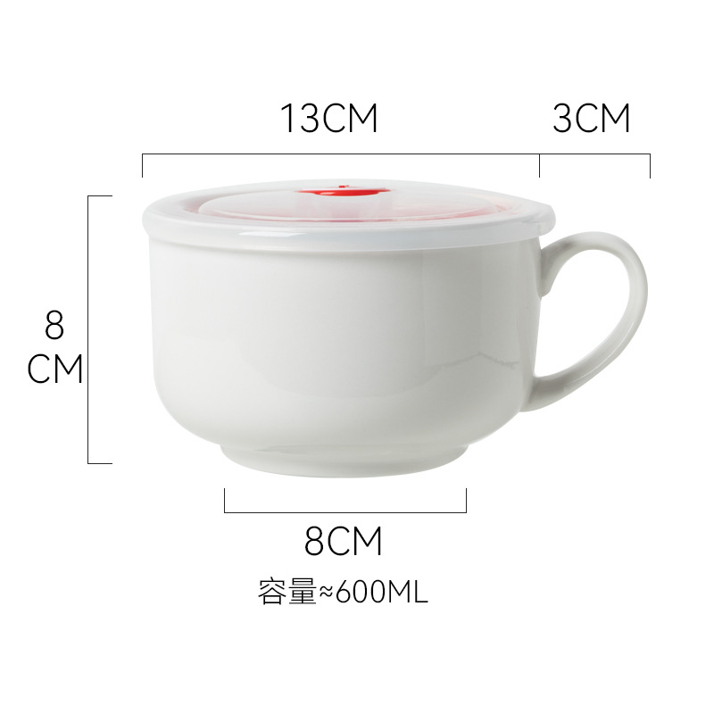 흰색 5 인치 인스턴트 국수 그릇 손잡이와 뚜껑