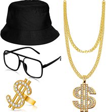 cosplay嘻哈朋克美金項鏈戒指漁夫帽眼鏡套裝