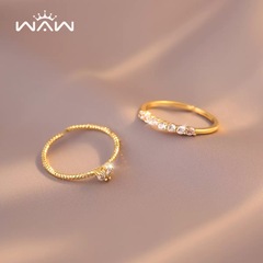 Set of Two Heart-Shaped Diamond Open Rings for Women, Korean-Style Fashionable, Lightweight Luxury, Unique and Exclusive Finger Ring