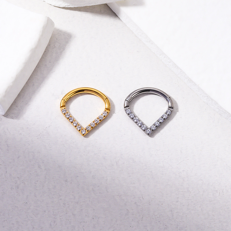 1 Piece Fashion Water Droplets Inlay Titanium Zircon Nose Ring display picture 5