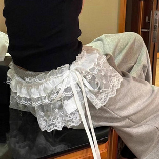 South Korea Gate 2025 Spring and Summer Skirt New Style Heavy Industry Lace-up Lace Ear Short Fart Curtain Apron
