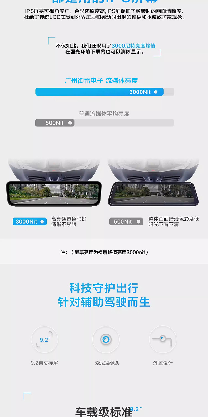 Digital Streaming Rearview Mirror Dash Cam with 60 Frames Per Second, Dedicated Replacement Model with Dual Front and Rear Cameras for Parking Monitoring