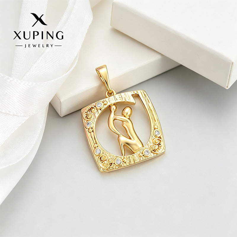 Xuping geometría cuadrada hueco diseño colgante del Día de la Madre paneado transfronterizo de 14k color simple artículos de personalidad para mujeres