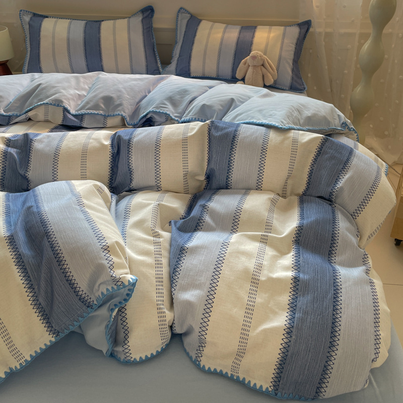 Cotton Four-piece Bedding Set Brushed Fitted Sheet Duvet Cover_voghion.com
